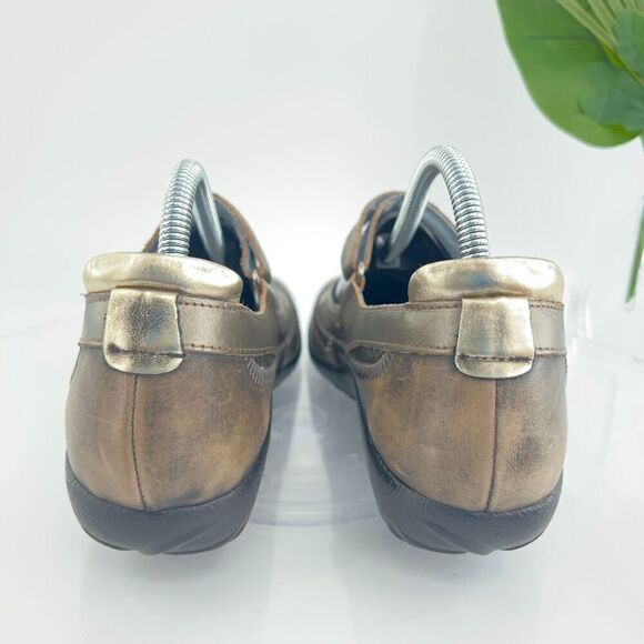 Naot Women Kirei Mary Jane Shoe Size 41 10 Flat Brown Gold Metallic Cork Insole - Picture 7 of 13